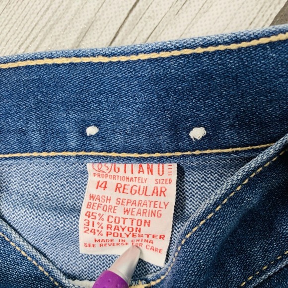 Women’s Gitano High Rise Denim Blue Jeans Zippern Pockets Size 14 W 28 L 27 - Picture 8 of 9